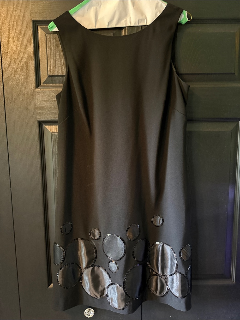 project RUNWAY Black Sleeveless A-Line Dress with Satin Circle Appliqués